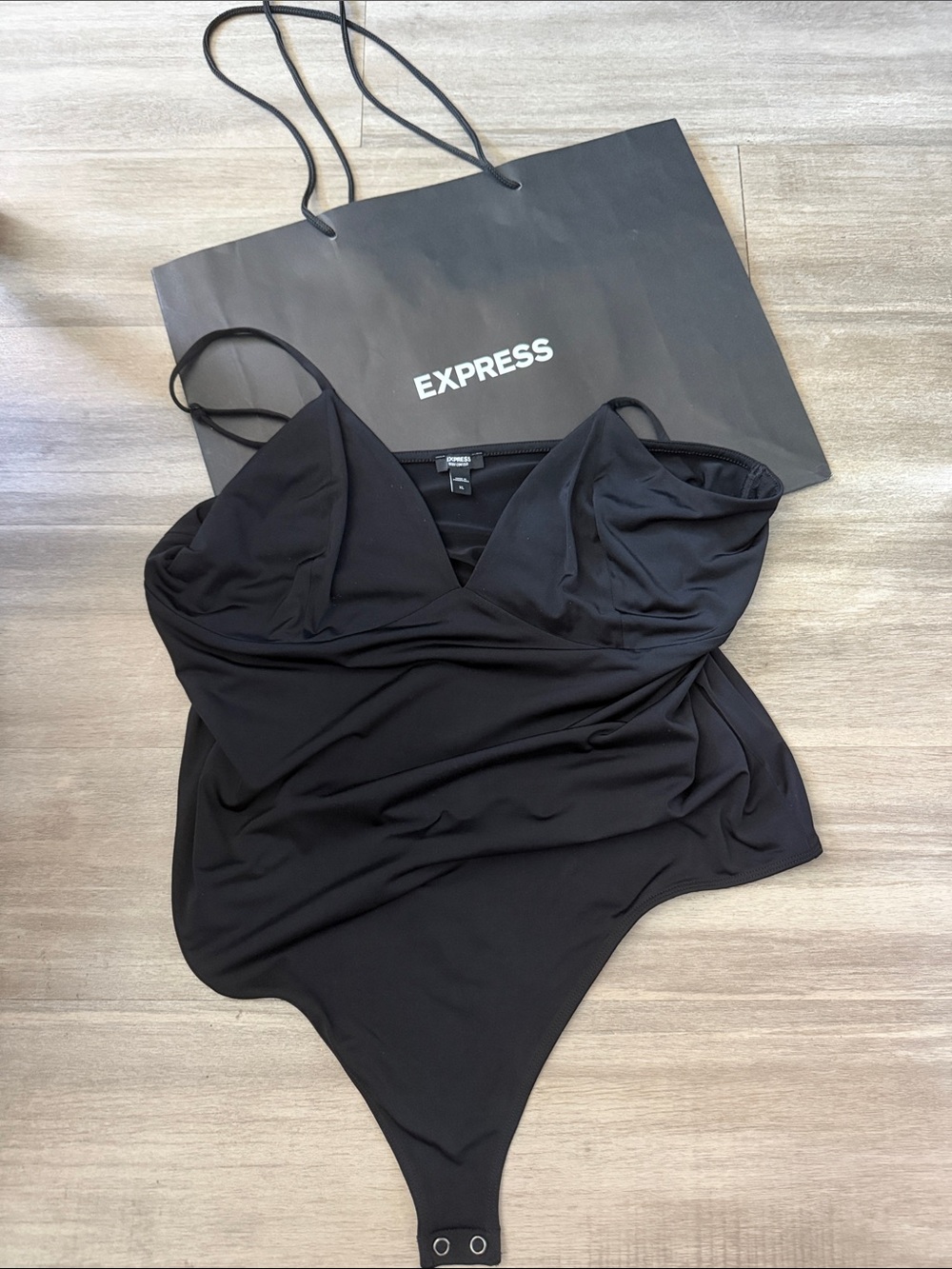 Express Body Contour Black Bodysuit Size XL